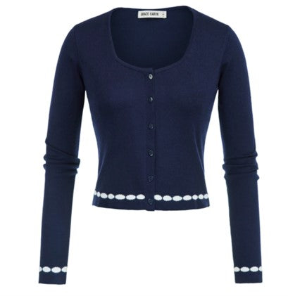 kardigan retro marynarski granatowy