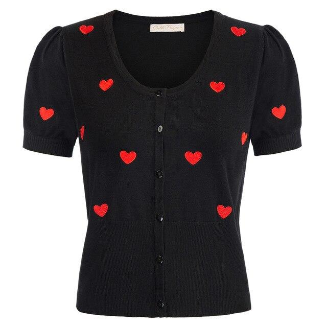 kardigan retro w serca krótki rękaw