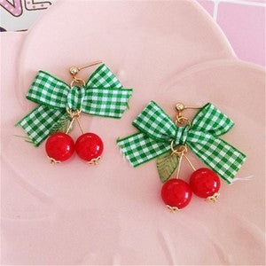 kolczyki retro wiśnie lata 50-te