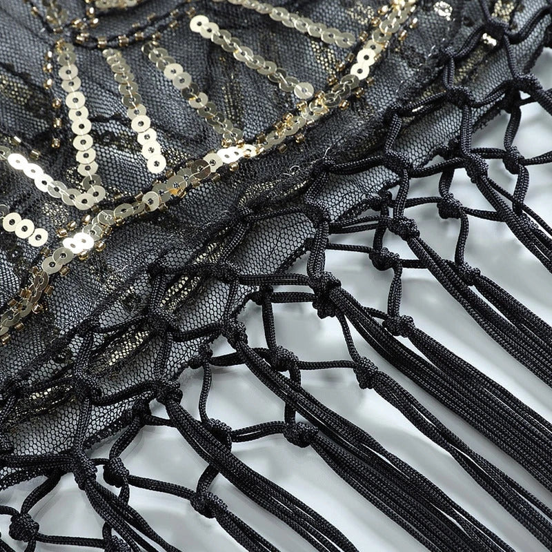 retro szalik lata 20-te czarny