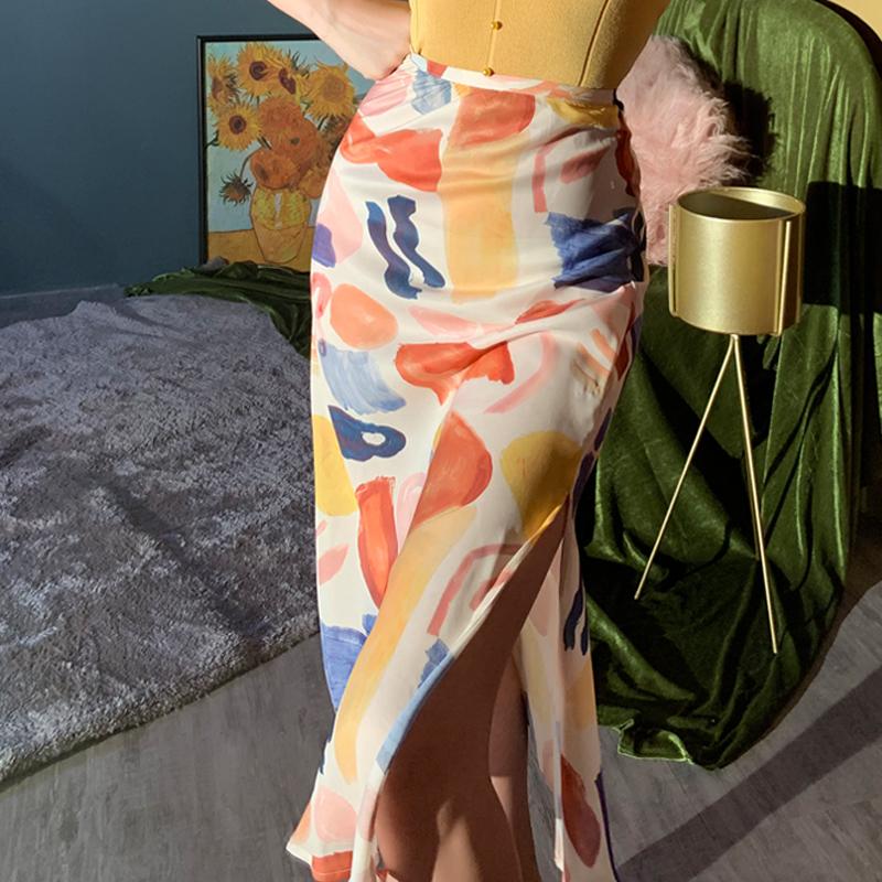 spódnica retro z rozcięciem picasso