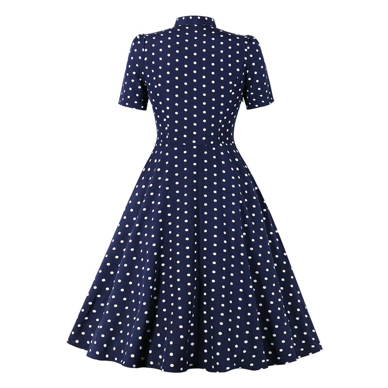 Sukienka elegancka w grochy retro