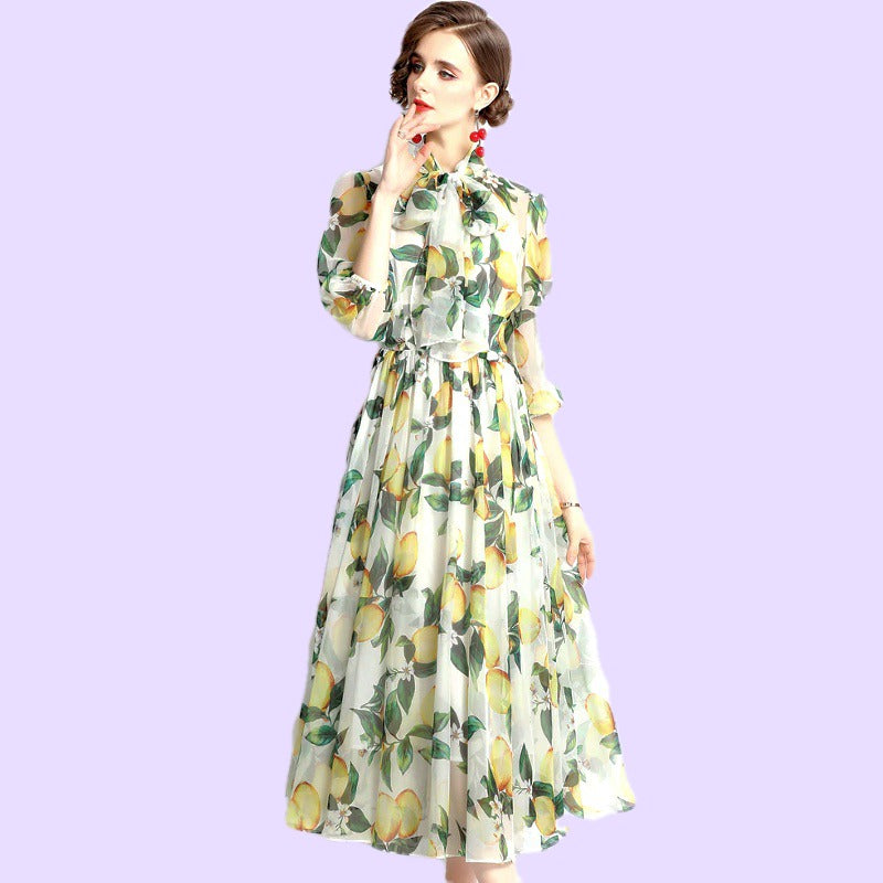 Sukienka lata 60 Biało cytrynowa retro