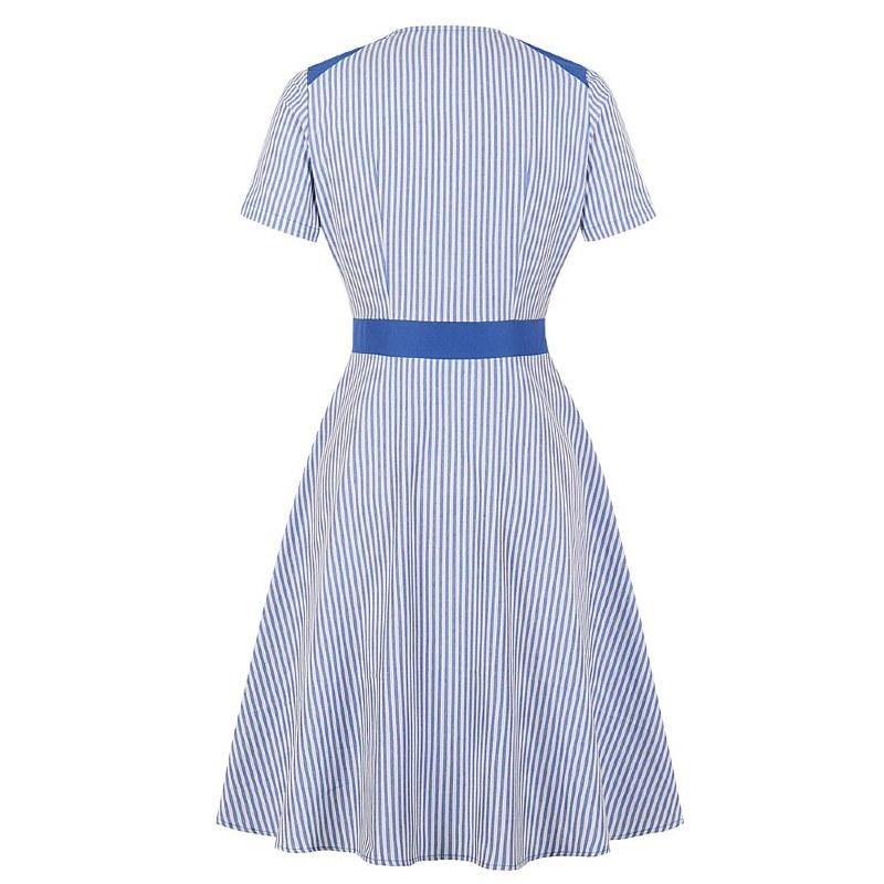 sukienka retro 40 lata koszulowa niebieska