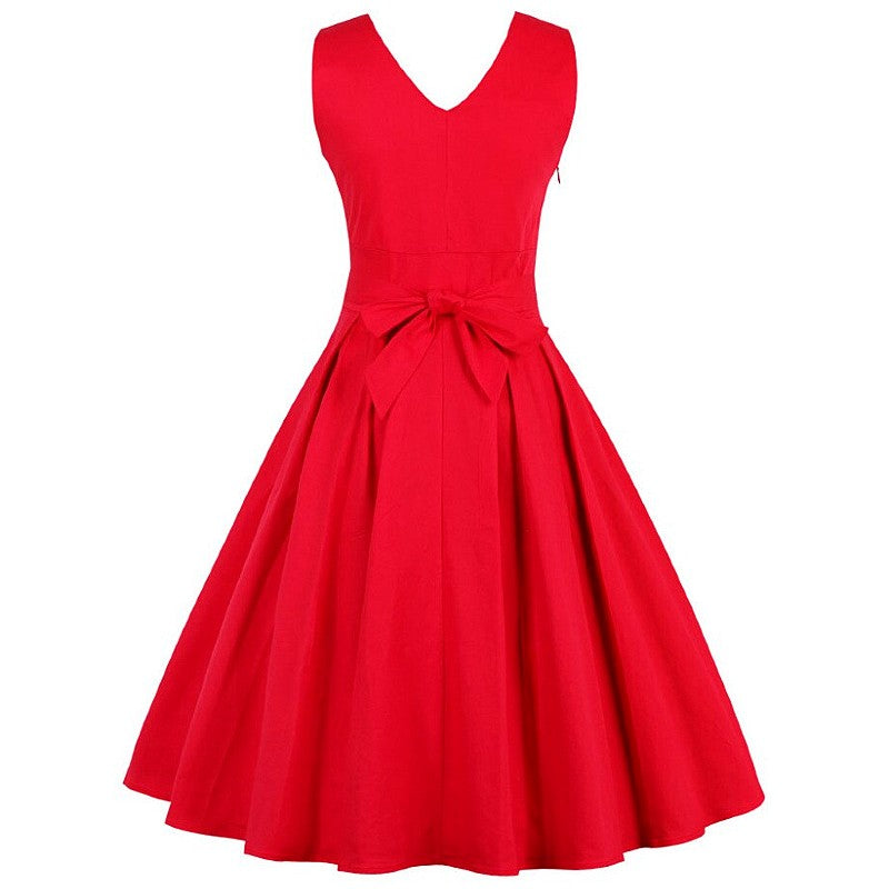 sukienka retro 50 lata rozkloszowana czerwona