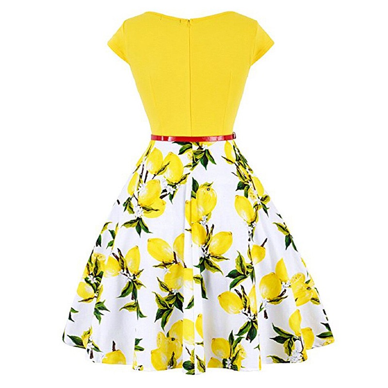 sukienka retro 60 lata cytryny