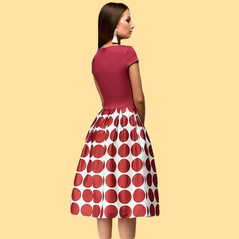 sukienki retro bombka w grochy czerwona