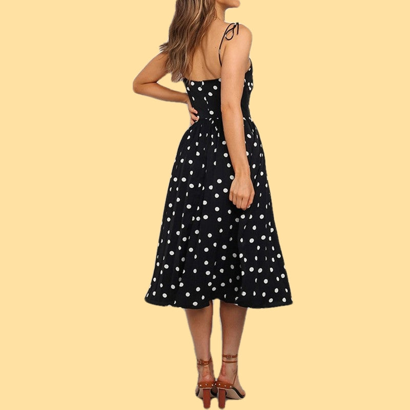 sukienka retro czarna w groszki