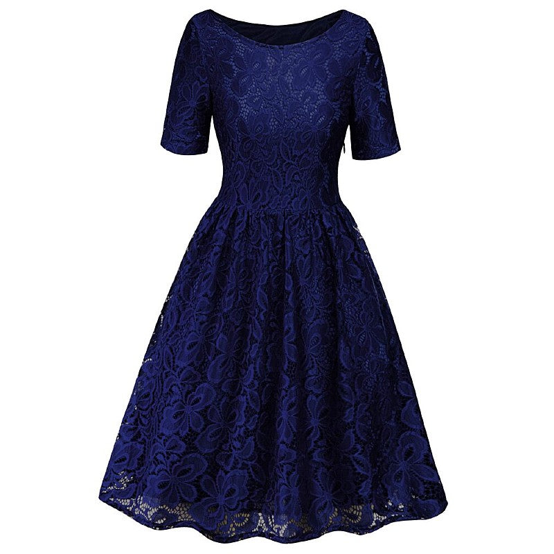 sukienka retro lata 40 vintage granatowa