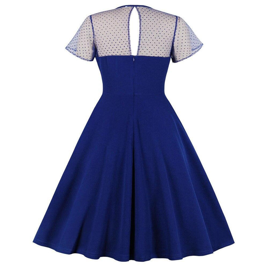 Sukienka Retro lata 40 w Stylu Vintage Niebieska