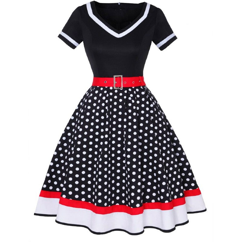Sukienka Retro lata 50 w Grochy Czarna