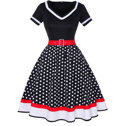 Sukienka Retro lata 50 w Grochy Czarna