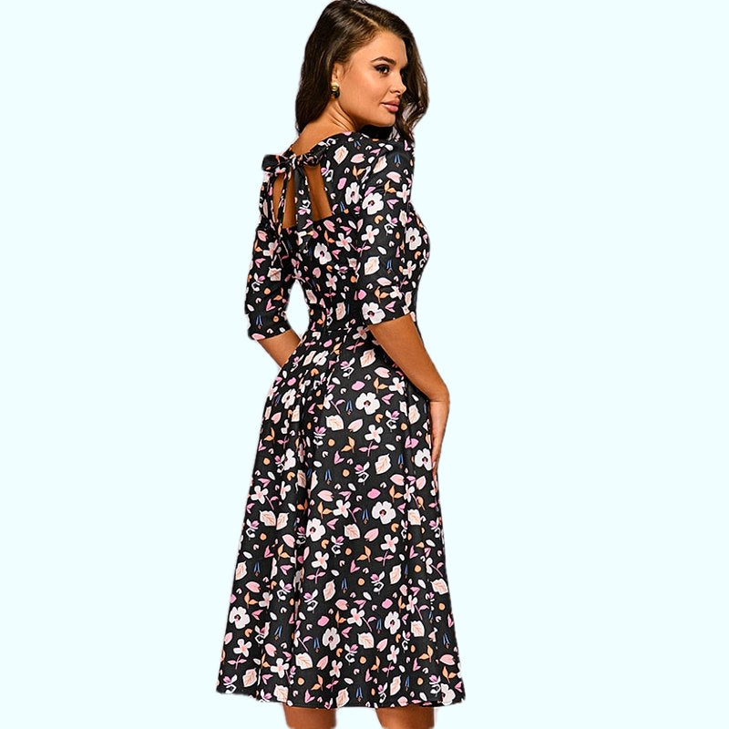 Sukienka vintage lata 40 Rękaw 3/4