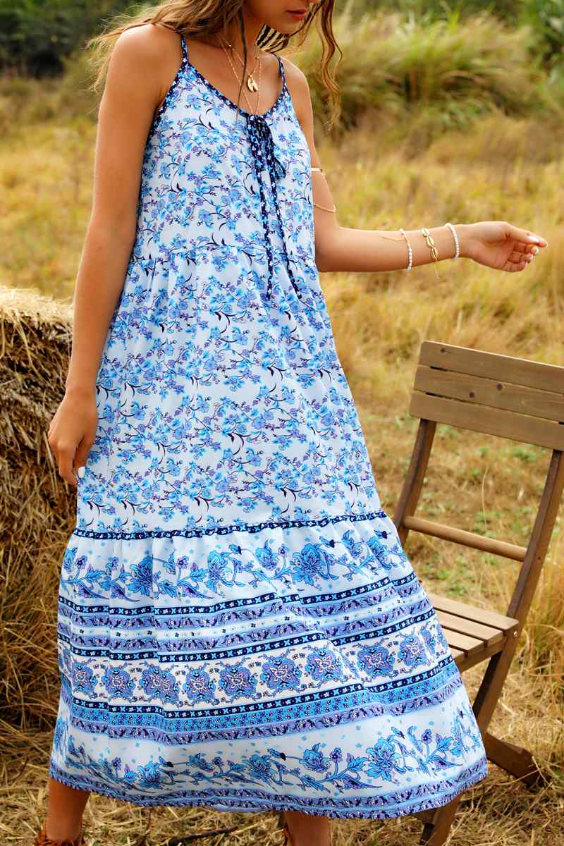 Sukienka Vintage lata 70 w Kwiaty Niebieska