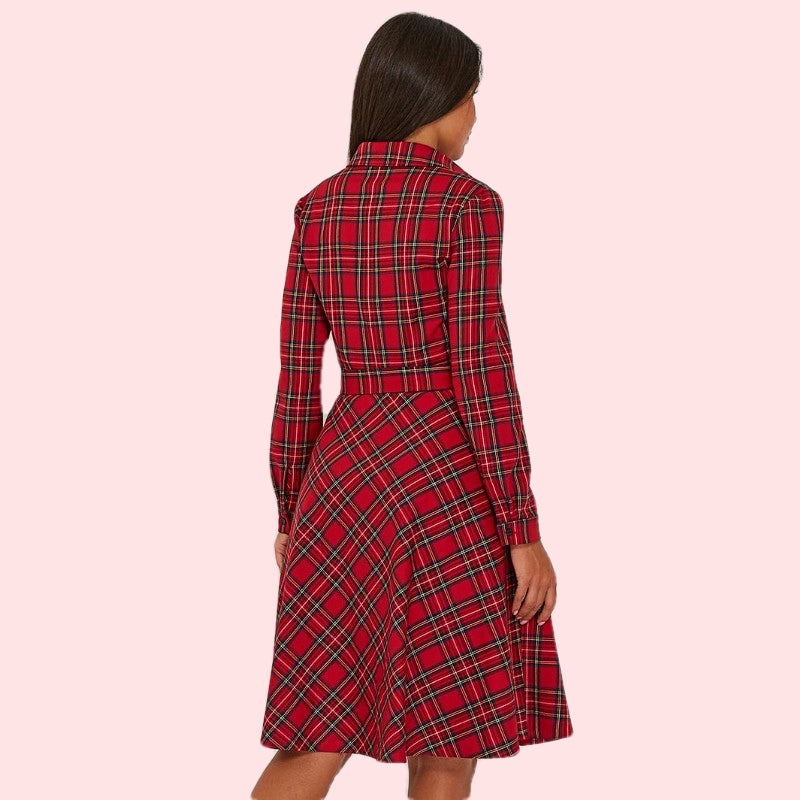 Sukienki Retro lata 40 Koszulowa w Kratkę