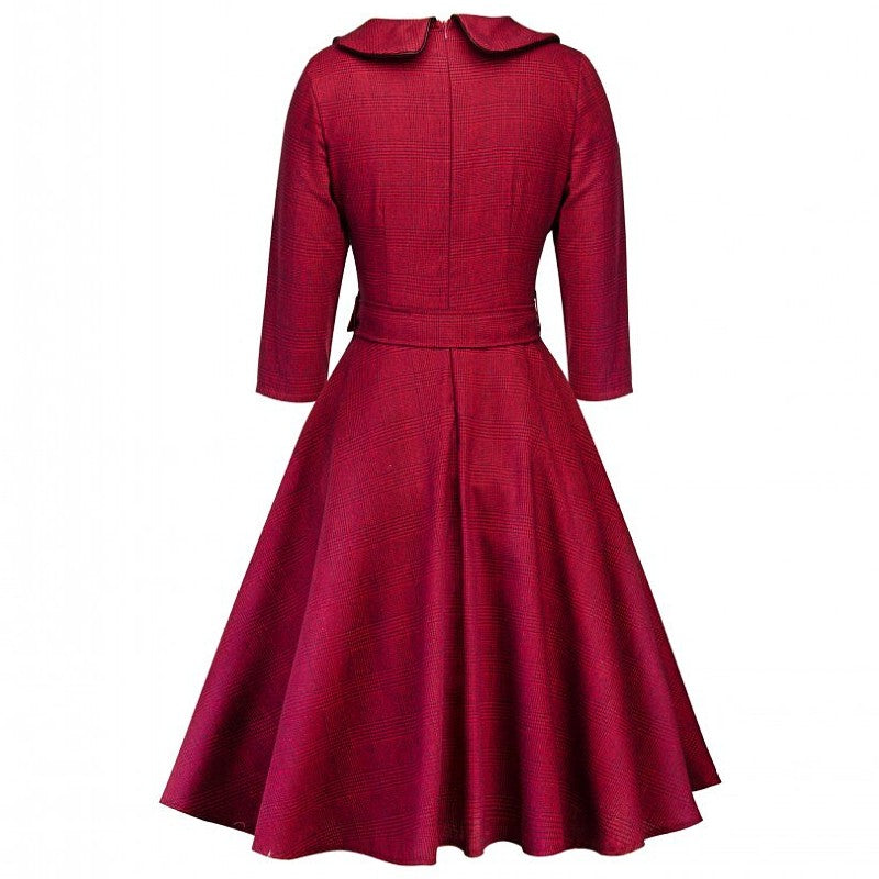 sukienki retro pin up elegancka bordowa