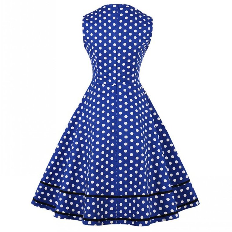 sukienki w grochy retro niebieska