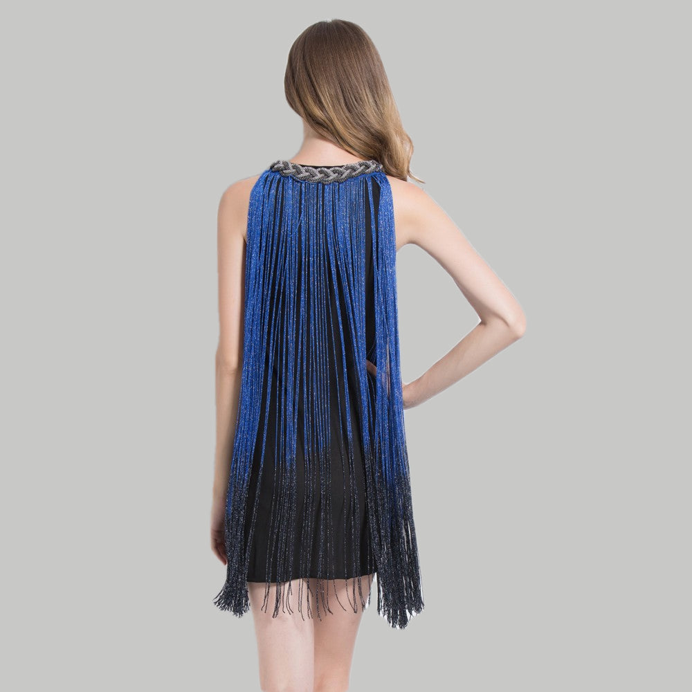 uwodzicielska sukienka vintage lata 20 niebieska