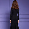 Czarna Elegancka Vintage Sukienka Haftem z