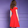 Elegancka Czerwona Sukienka Vintage Czerwona z Odkrytymi Ramionami