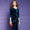 Elegancka Sukienka Vintage Velvet Niebieska