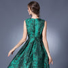 Elegancka Zielona Żakardowa Sukienka Vintage
