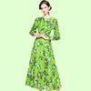 Sukienka retro z lat 70  zielona w kwiaty