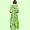 Sukienka retro z lat  zielona w kwiaty lat 70