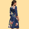 elegancka sukienka niebieska vintage w kwiaty