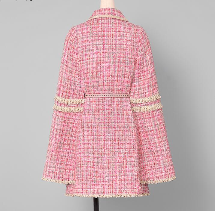 płaszcz retro z tweedu z lat 60-tych różowy