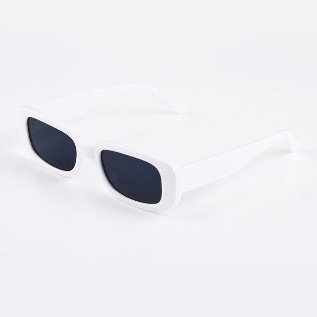 Prostokątne Okulary Przeciwsłoneczne Lata 60-te Białe