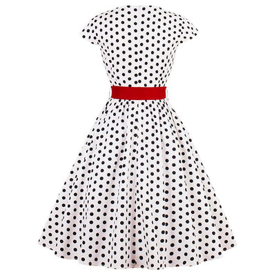 sukienka retro 50 lata polka dot biała