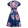 sukienka retro lata 40 niebieska w kwiaty